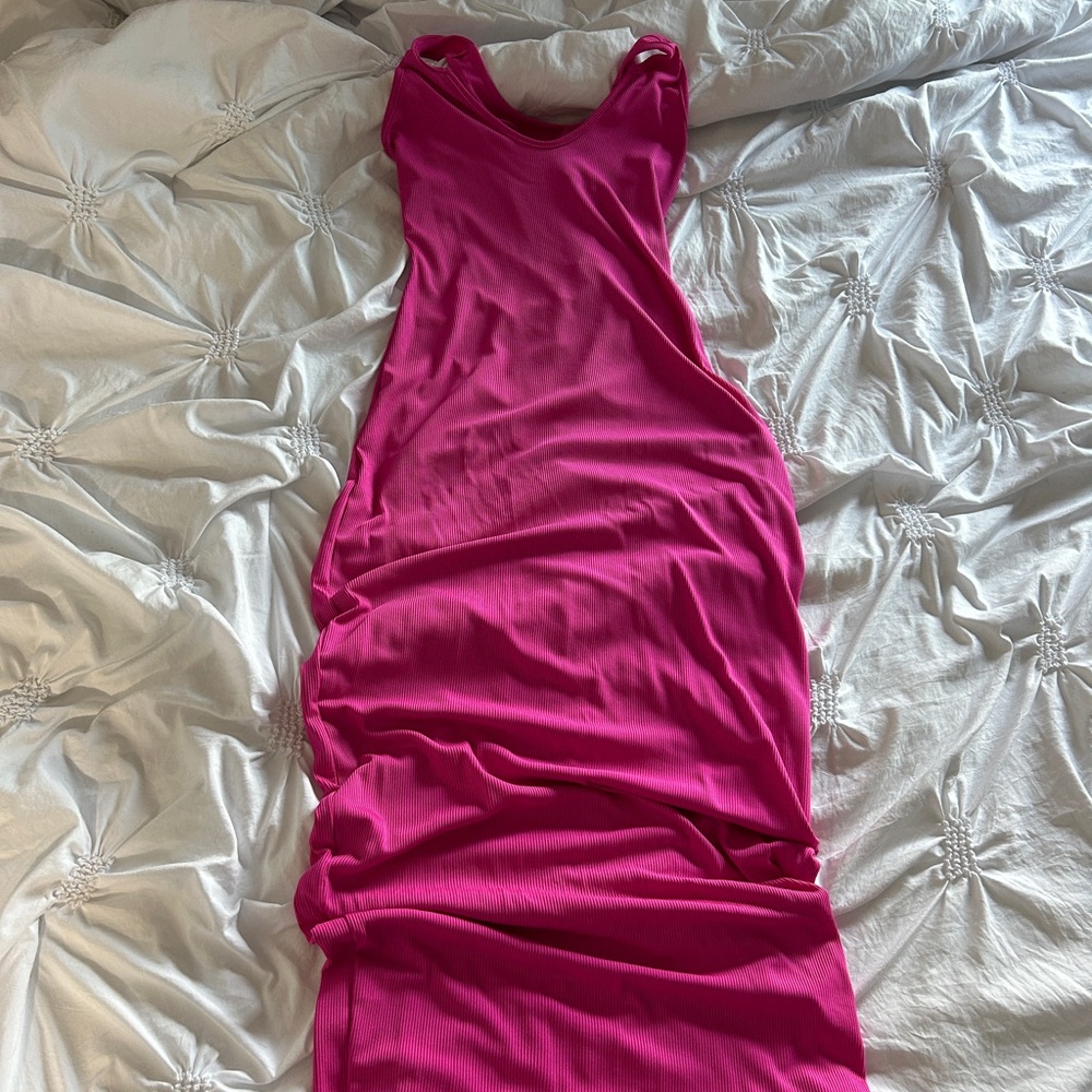Maxi Bodycon Pink Ribbed Dress